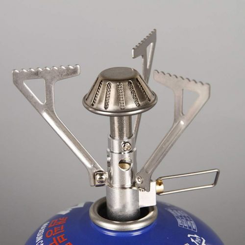  Hemoton Outdoor Camping Stove Mini Stainless Steel Foldable Potable Camping Stove Burning Stoves Backpacking Stove for Camp Outdoor Fishing (Silver)