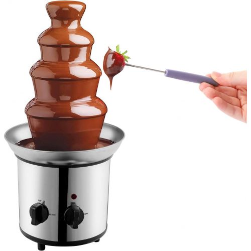 HEMOTON 4 Tiers Chocolate Fountain Stainless Steel Chocolate Fondue Fountain, 2-Pound Capacity, Easy to Assemble, Perfect for Nacho Cheese, BBQ Sauce, Ranch, Liqueurs