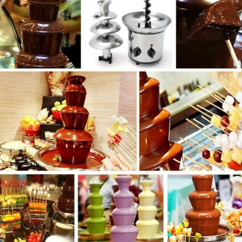  HEMOTON 4 Tiers Chocolate Fountain Stainless Steel Chocolate Fondue Fountain, 2-Pound Capacity, Easy to Assemble, Perfect for Nacho Cheese, BBQ Sauce, Ranch, Liqueurs