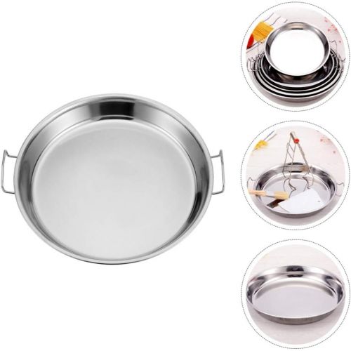  Hemoton 2pcs Stainless Steel Pans Cold Noodle Racks Steamed Rice Trays Cake Pan Double Handle High Temperature Resistant Plate 26X26X2. 5CM