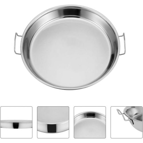  Hemoton 2pcs Stainless Steel Pans Cold Noodle Racks Steamed Rice Trays Cake Pan Double Handle High Temperature Resistant Plate 26X26X2. 5CM