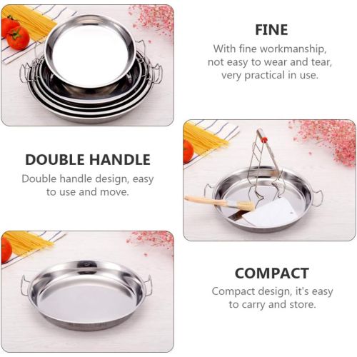  Hemoton 2pcs Stainless Steel Pans Cold Noodle Racks Steamed Rice Trays Cake Pan Double Handle High Temperature Resistant Plate 26X26X2. 5CM