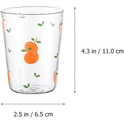  [아마존베스트]Hemoton 4pcs Glass Coffee Cups Drinking Glasses Glass Mugs with Fruit Pattern for Drinks Water Juice Beer Cocktail Mixed Pattern