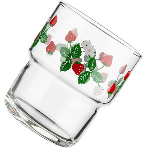  [아마존베스트]Hemoton Glass Coffee Cups Drinking Glasses Glass Mugs with Strawberry Pattern for Drinks Water Juice Cocktail