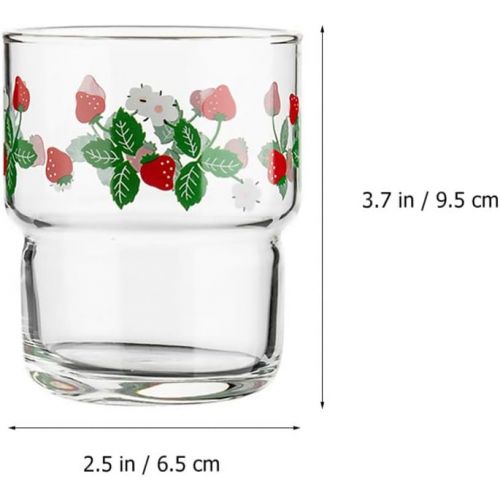  [아마존베스트]Hemoton Glass Coffee Cups Drinking Glasses Glass Mugs with Strawberry Pattern for Drinks Water Juice Cocktail