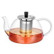 Hemoton. Hemoton Glass Teapot with Stainless Steel Infuser Lid,Borosilicate Glass Tea Kettle Loose Leaf Teapots - Teapots Kettles Tea Strainer Tea Pots(1200ml)