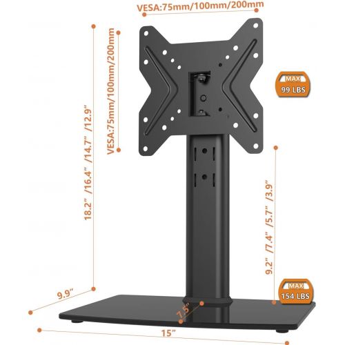  [아마존베스트]Hemudu Universal Swivel TV Stand/Base Table Top TV Stand for 19 to 39 inch TVs with 90 Degree Swivel, 4 Level Height Adjustable, Heavy Duty Tempered Glass Base, Holds up to 99lbs, HT02B-0
