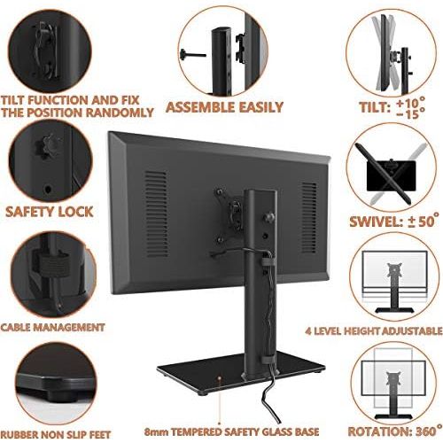  [아마존베스트]Hemudu Monitor Stand Table Stand for 13 - 32 Inch Monitors, Swivelling, Tilting, Rotating, Height-Adjustable Black