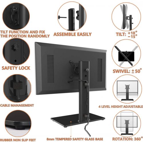  [아마존베스트]Hemudu Monitor Stand Table Stand for 13 - 32 Inch Monitors, Swivelling, Tilting, Rotating, Height-Adjustable Black