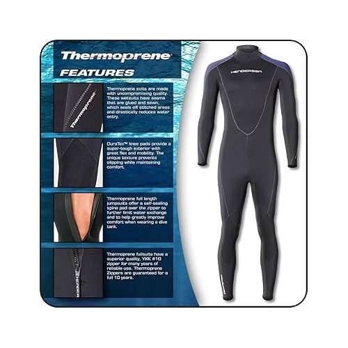  Henderson Thermoprene 5mm Men's Jumpsuit (Back Zip) - Black/Blue - Medium Short