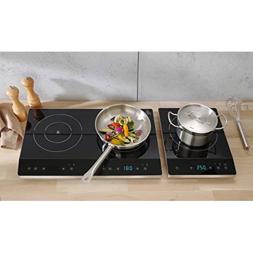  [아마존베스트]HENDI Induction hob, induction hob, induction hob, touch control, pans with base with diameter of 120 - 260 mm, 230 V, 2000 W, 294 x 374 x 56 mm, stainless steel.