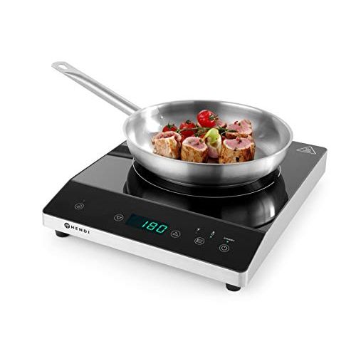  [아마존베스트]HENDI Induction hob, induction hob, induction hob, touch control, pans with base with diameter of 120 - 260 mm, 230 V, 2000 W, 294 x 374 x 56 mm, stainless steel.