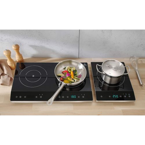  [아마존베스트]HENDI Induction hob, induction hob, induction hob, touch control, pans with base with diameter of 120 - 260 mm, 230 V, 2000 W, 294 x 374 x 56 mm, stainless steel.