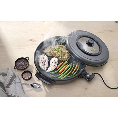  [아마존베스트]HENDI Party pan, electric pan, induction hob, suitable for frying, frying and keeping warm, 230 V, 1400 W, diameter 400 x height 190 mm, aluminium
