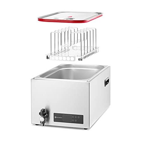  [아마존베스트]HENDI Sous-Vide device, with 6-piece spacer and drain tap, vacuum food in water bath, temperature range: 35 °C to 90 °C, GN 1/1, 20 L, 230 V, 600 W, 600 x 330 x (H) 300 mm, stainle
