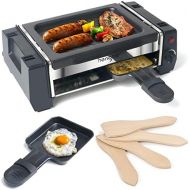 [아마존베스트]HengBO Raclette Grill for 2 People with Non-Stick Coating Grill Plate 2/3 Mini Raclette Pans, 500W/700W