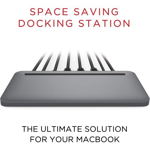  USB C Dock for MacBook Pro - Mini DisplayPort, Ethernet Port, Power Supply, 3 USB Ports, SD Card, and HeadphoneSpeaker Connections - Stone by Henge Docks