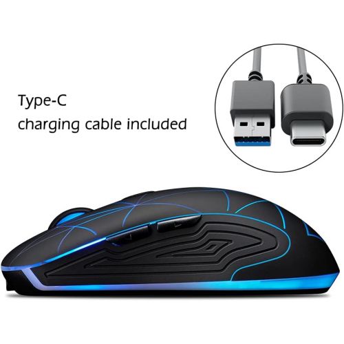  [아마존베스트]Hengway Rechargeable Wireless Mouse with 6 Keys,cyclic Illuminating Powered by Li-Polymer Battery,Optical Sensor,Nano USB Receiver,3-Stage DPI speeds for PC,Laptop,Tablet, MacBook etc(Fire