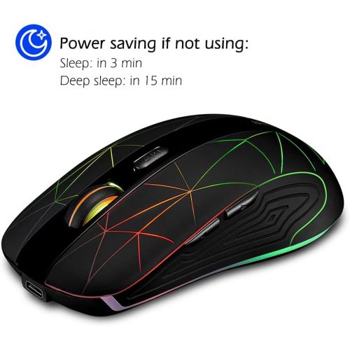  [아마존베스트]Hengway Rechargeable Wireless Mouse with 6 Keys,cyclic Illuminating Powered by Li-Polymer Battery,Optical Sensor,Nano USB Receiver,3-Stage DPI speeds for PC,Laptop,Tablet, MacBook etc(Fire