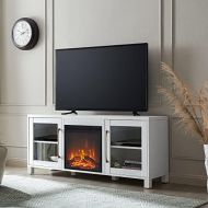 Henn&Hart Contemporary Fireplace Insert TV Stand, 65, White