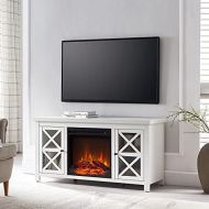 Henn&Hart Log Fireplace Insert TV Stand, White Oak (TV0687)