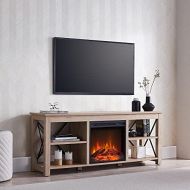 Henn&Hart White Oak Log Fireplace Insert TV Stands/Entertainment Centers, 58, Brown (TV0691)