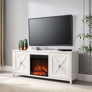 Henn&Hart White Log Fireplace Insert TV Stand, 58 (TV0675)