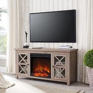 Henn&Hart Gray Oak Log Fireplace Insert TV Stand (TV0684)