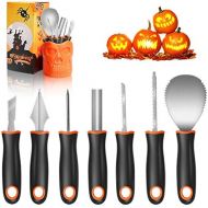 [아마존베스트]Henscoqi Pumpkin Carving Kit 7 Packs Carving Tools Set, Pumpkin Carving Set Jack-O-Lantern Sculpting Set with Heavy Duty Stainless Steel Durable Handle, Halloween Decoration Set wi