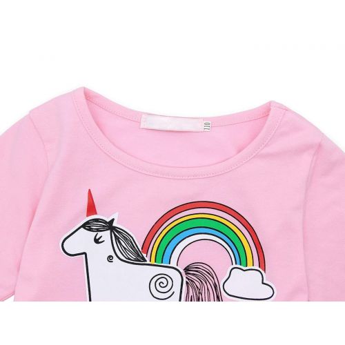  HenzWorld Little Girls Dress Unicorn Costumes Halloween Cosplay Birthday Party Outfit Accessories 1-10 Years