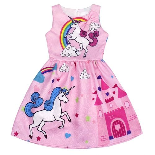  HenzWorld Little Girls Dress Unicorn Costumes Halloween Cosplay Birthday Party Outfit Accessories 1-10 Years