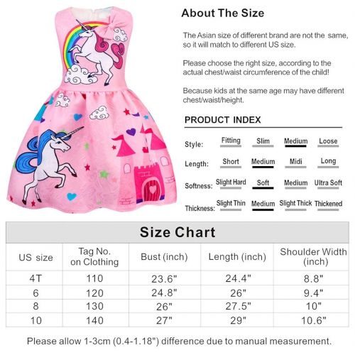  HenzWorld Little Girls Dress Unicorn Costumes Halloween Cosplay Birthday Party Outfit Accessories 1-10 Years