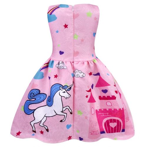  HenzWorld Little Girls Dress Unicorn Costumes Halloween Cosplay Birthday Party Outfit Accessories 1-10 Years