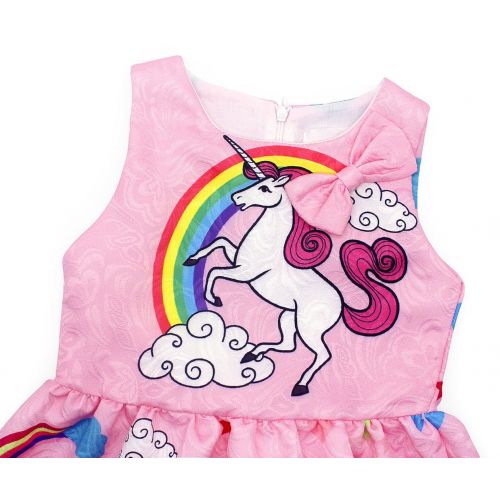  HenzWorld Little Girls Dress Unicorn Costumes Halloween Cosplay Birthday Party Outfit Accessories 1-10 Years