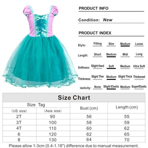  HenzWorld Girls Dresses Little Mermaid Costumes Ariel Princess Halloween Birthday Party Cosplay Outfit Headband Accessories