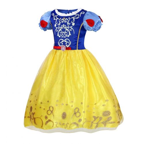  HenzWorld Princess Snow White Costumes Little Girls Dress Up Halloween Birthday Party Cosplay Outfit Jewelry Accessories