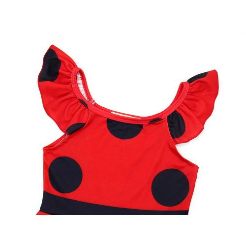  HenzWorld Ladybug Costume Dress Girls Princess Birthday Party Polka Dots Cosplay Outfit