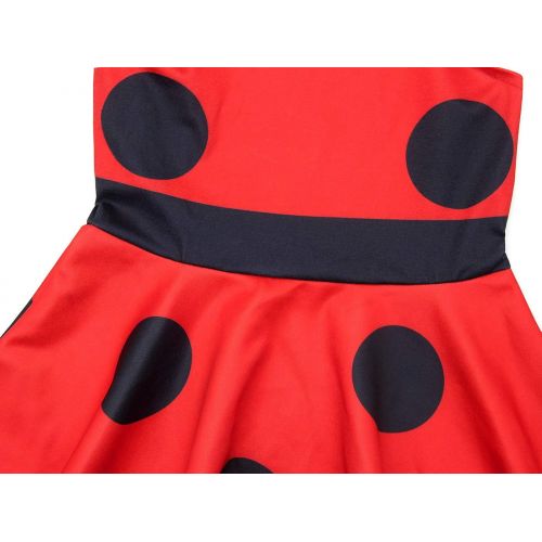 HenzWorld Ladybug Costume Dress Girls Princess Birthday Party Polka Dots Cosplay Outfit