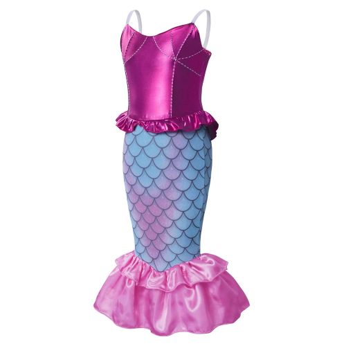  HenzWorld Dresses for Girls Little Mermaid Costumes Ariel Princess Birthday Party Cosplay Outfit Sleeveless