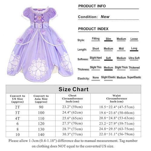  HenzWorld Sofia Costume Dress Princess Girls Birthday Party Cosplay Outfit