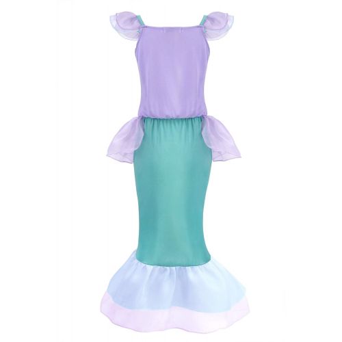  HenzWorld Little Mermaid Costume Dress Ariel Princess Girls Birthday Party Cosplay Outfit