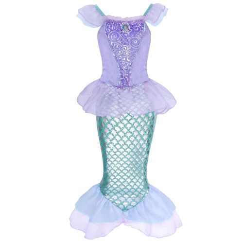  HenzWorld Little Mermaid Costume Dress Ariel Princess Girls Birthday Party Cosplay Outfit