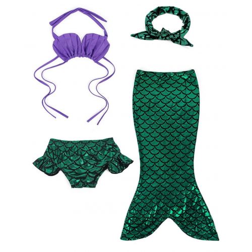  HenzWorld Little Mermaid Ariel Costume Dress Dress Up Swimsuit Princess Girls Cosplay Party Pool Bathing Set