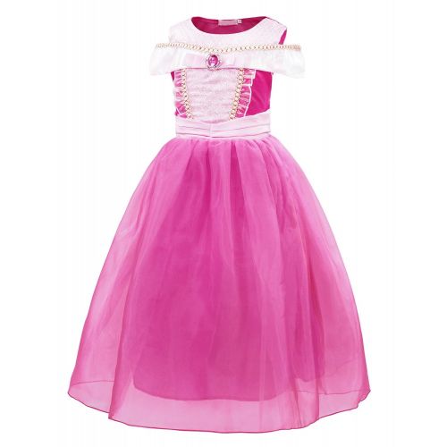  HenzWorld Aurora Costume Dress Girls Princess Birthday Party Cosplay Outfit