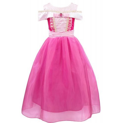  HenzWorld Aurora Costume Dress Girls Princess Birthday Party Cosplay Outfit