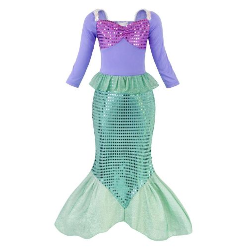  HenzWorld Little Girl Mermaid Princess Costume Sequins Party Dress Outfits Birthday Cosplay