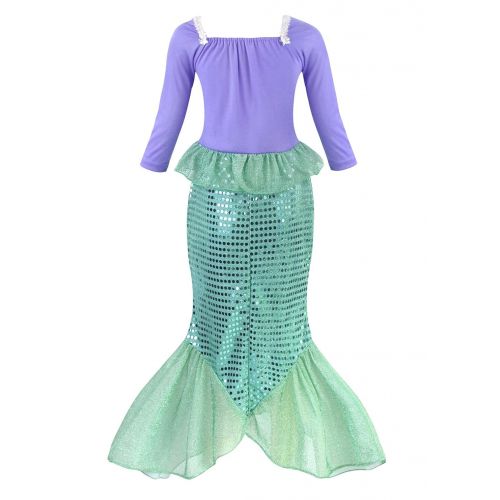  HenzWorld Little Girl Mermaid Princess Costume Sequins Party Dress Outfits Birthday Cosplay