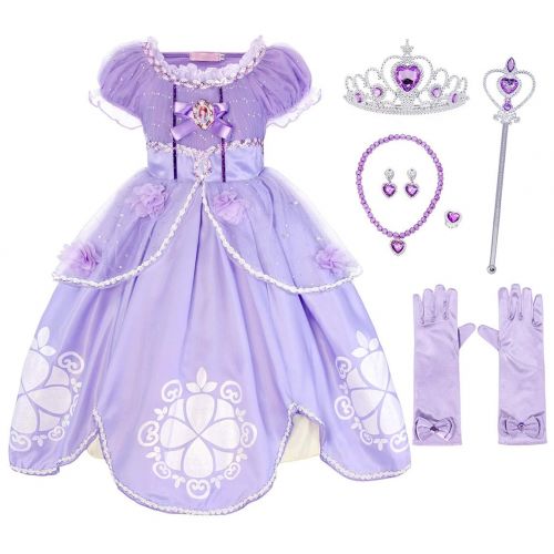  HenzWorld Sofia Belle Cinderella Rapunzel Ariel Little Mermaid Snow White Princess Dress Up Costume Accessories Set