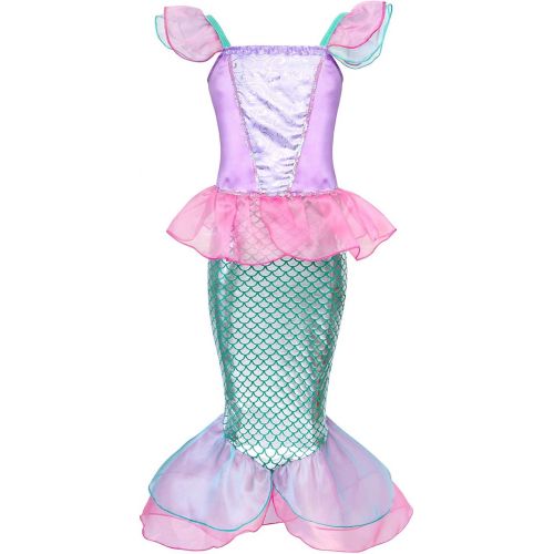  HenzWorld Little Girls Mermaid Costume Toddler Dress up Princess Dresses Christmas Cosplay Birthday Outfit Accessories