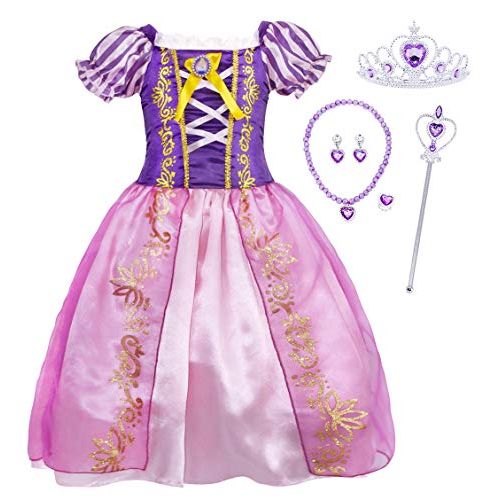  HenzWorld Little Girls Dress Princess Costume Fancy Birthday Party Cosplay Jewelry Accessories Purple Clothes